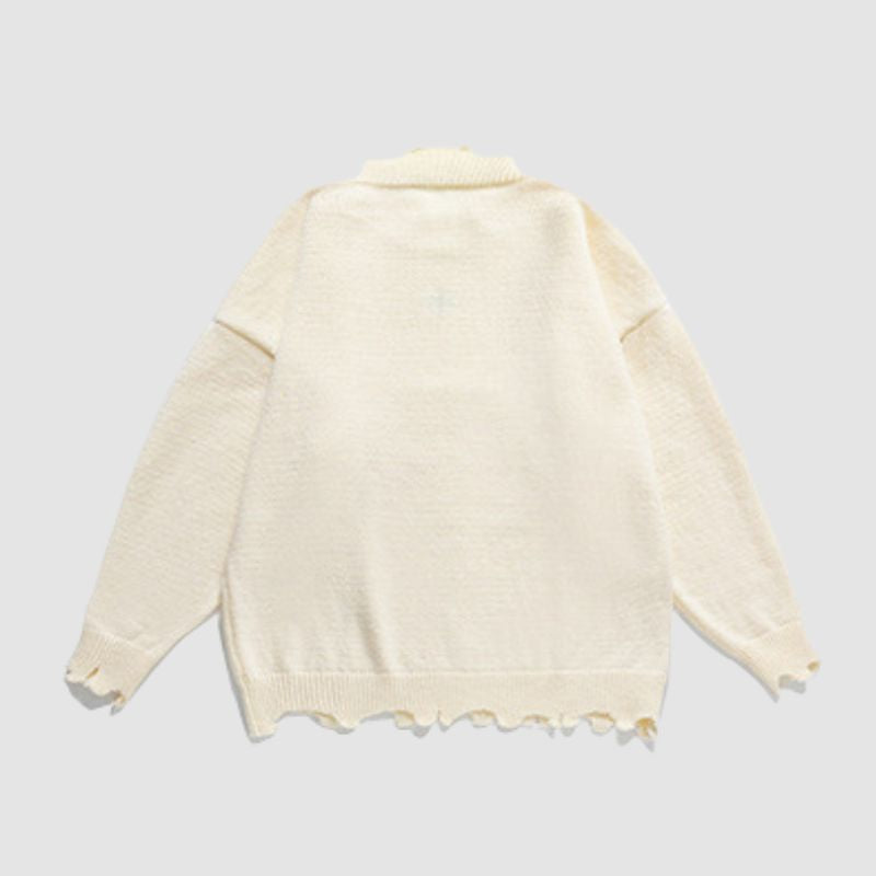 Irregular Raw Edge Knit Pullover