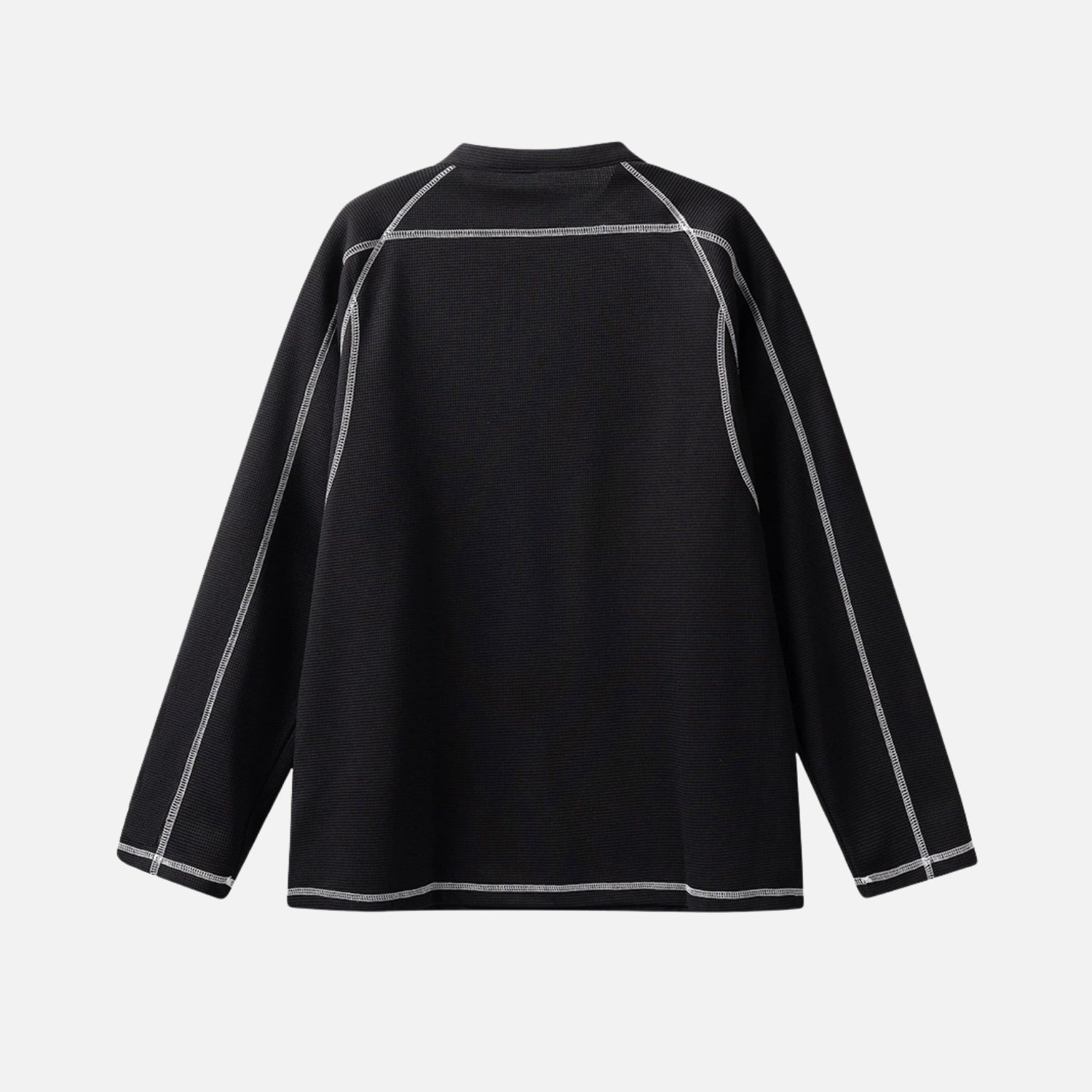 Contrast Stitch Henley Neckline Sweatshirt