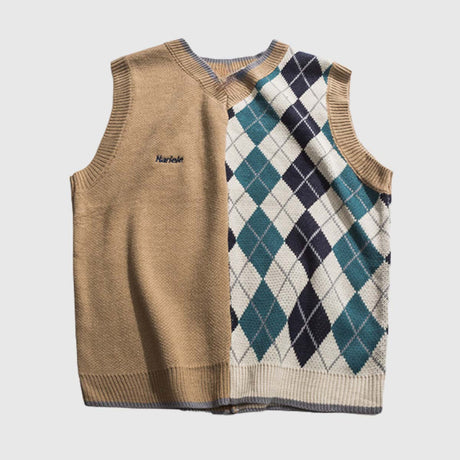Patchwork Rhombus Vest Sweater