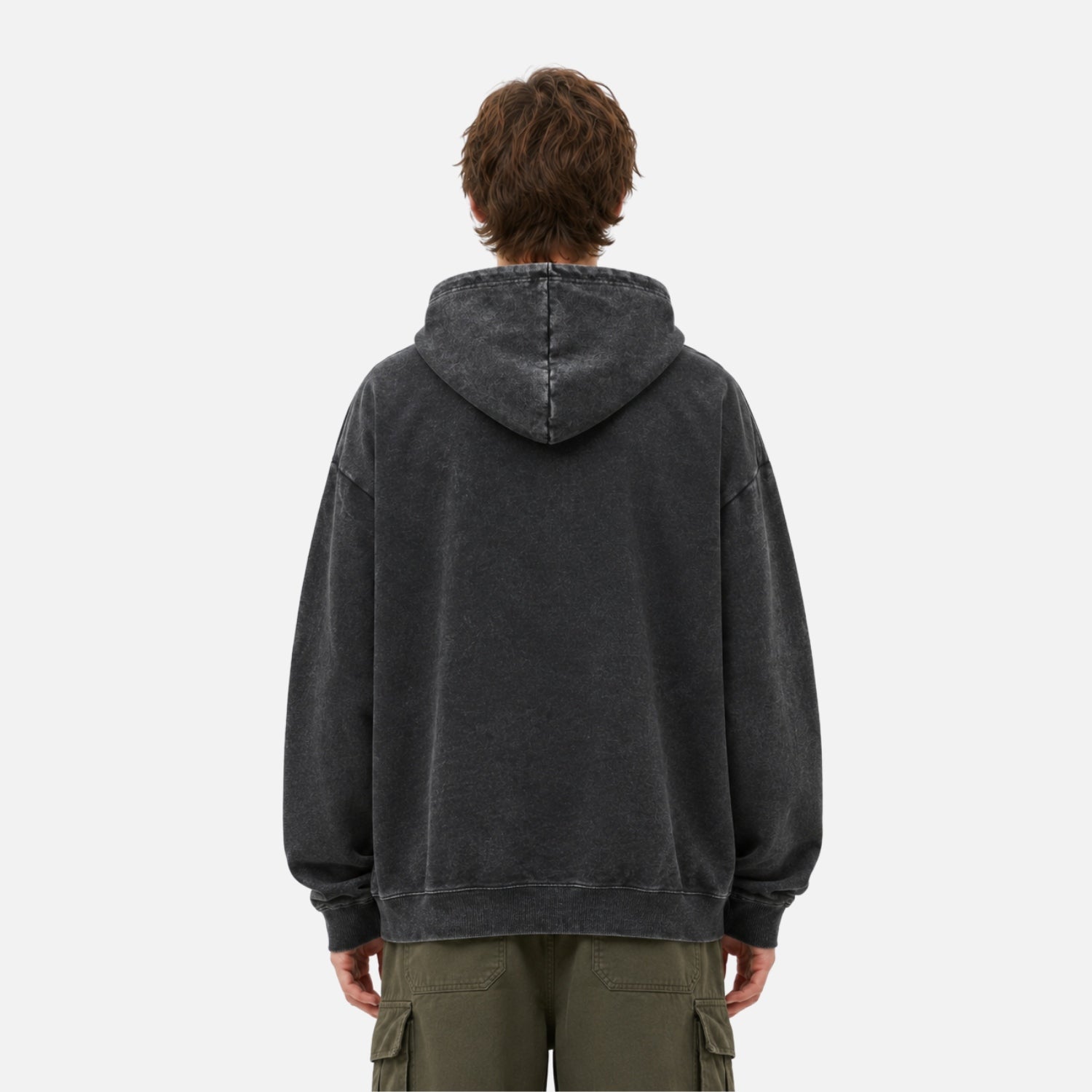 Gewaschener Vintage-Hoodie in Unifarbe