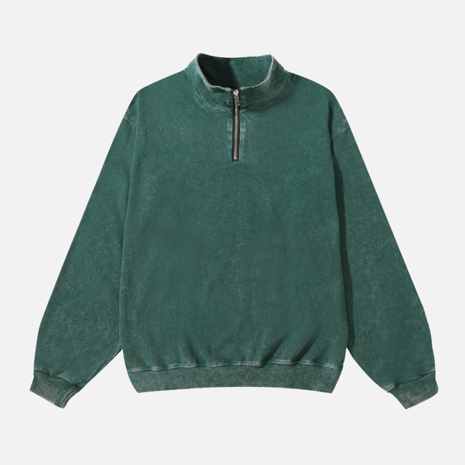 Washed Stand Collar Half-Zip Sweatshirt