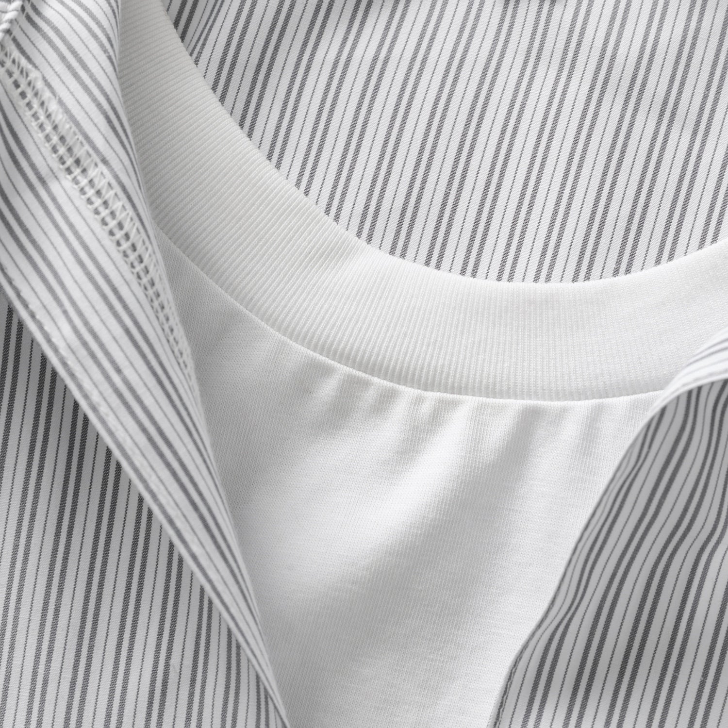 Deep V Faux-Layered Stripe Shirt