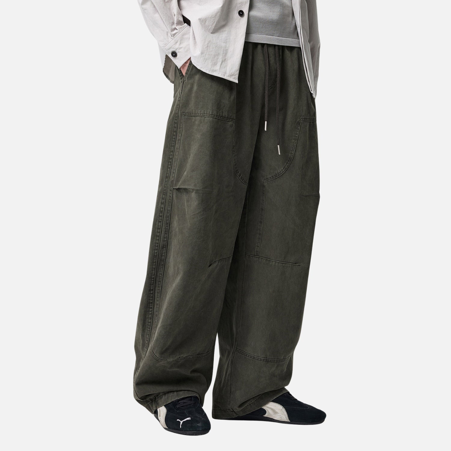 Punk-Inspired Washed Cotton Baggy Pants