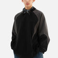 Sudadera de algodón con cuello redondo y bloques de color