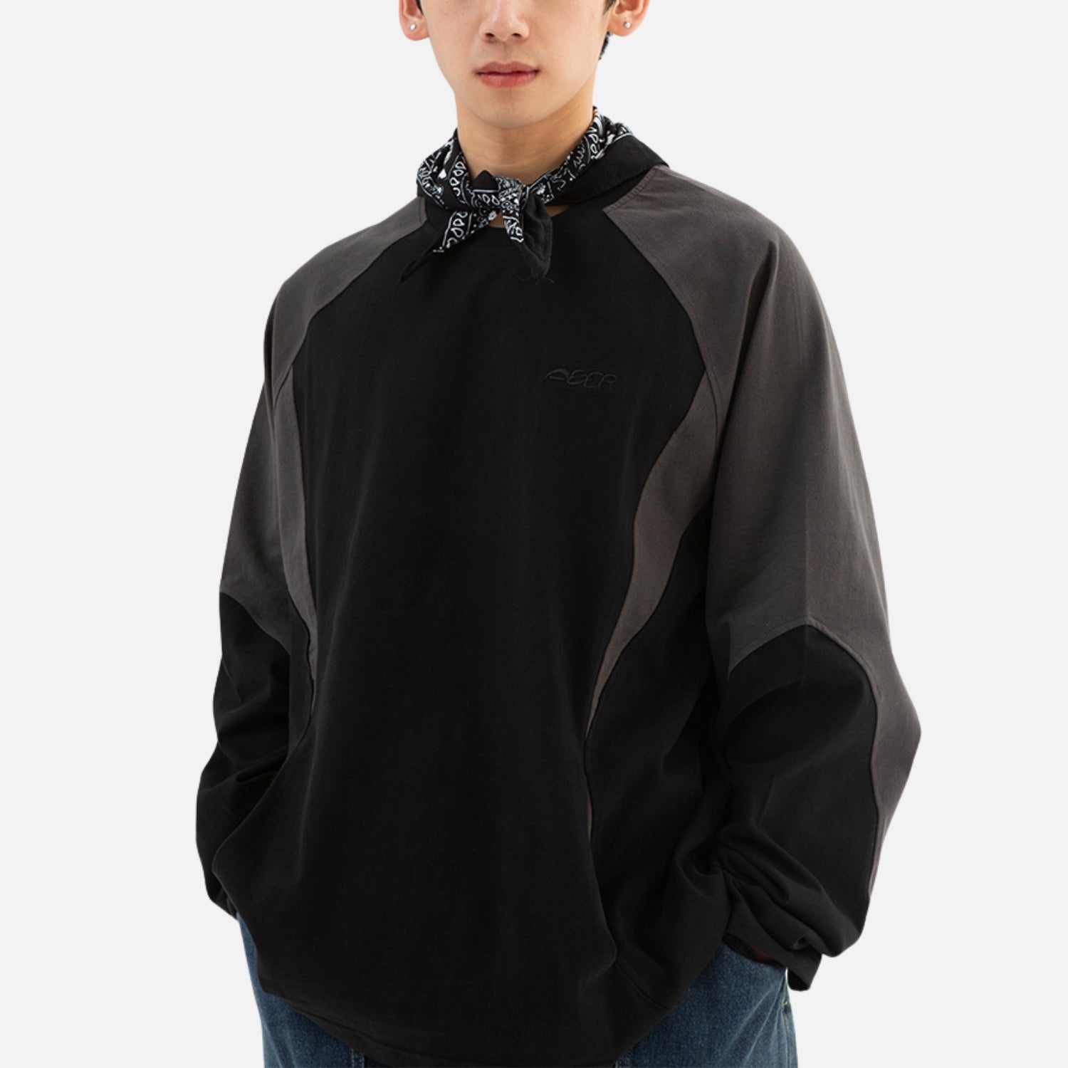 Colorblock Cotton Crewneck Sweatshirt