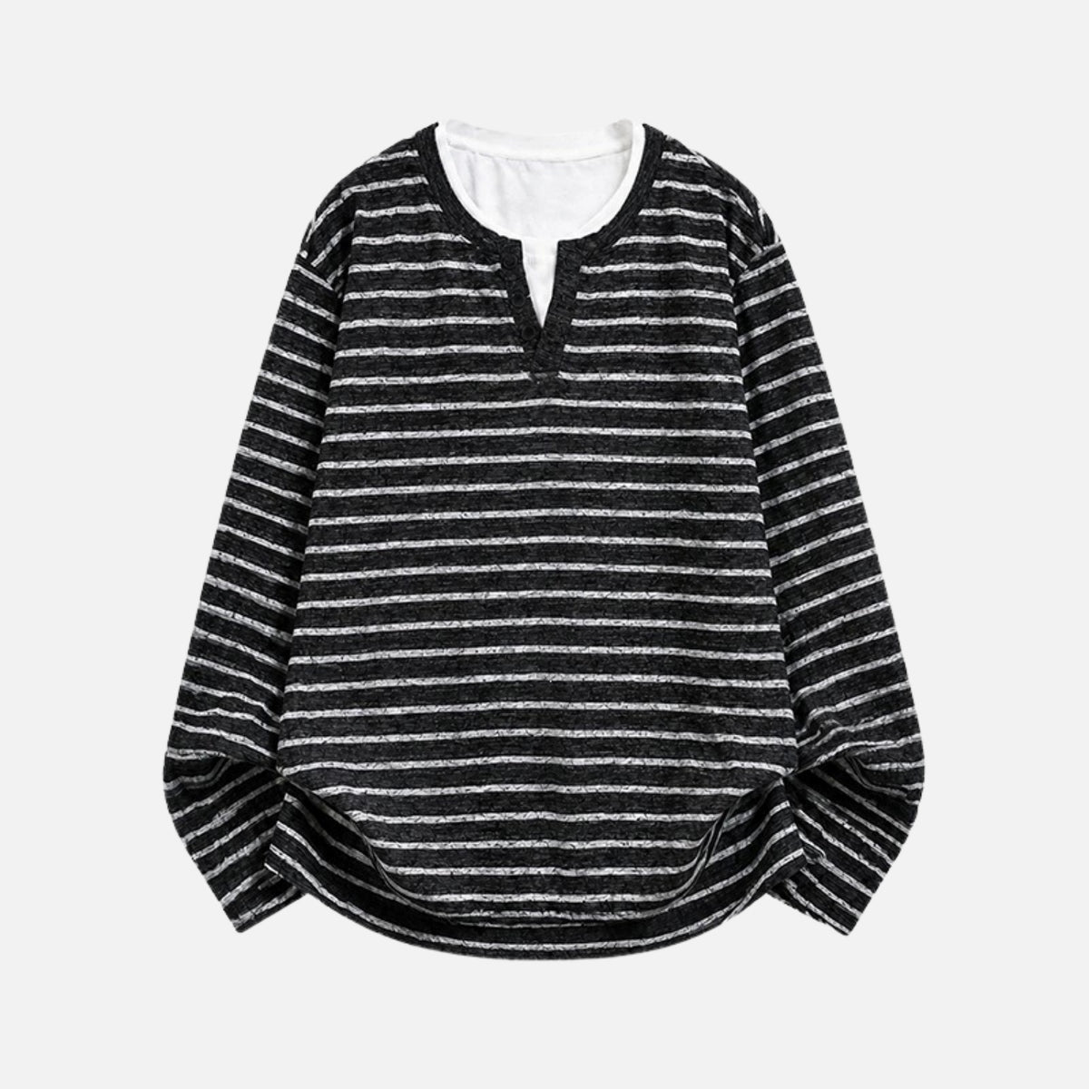 Vintage Faux-Layered Henley Sweatshirt