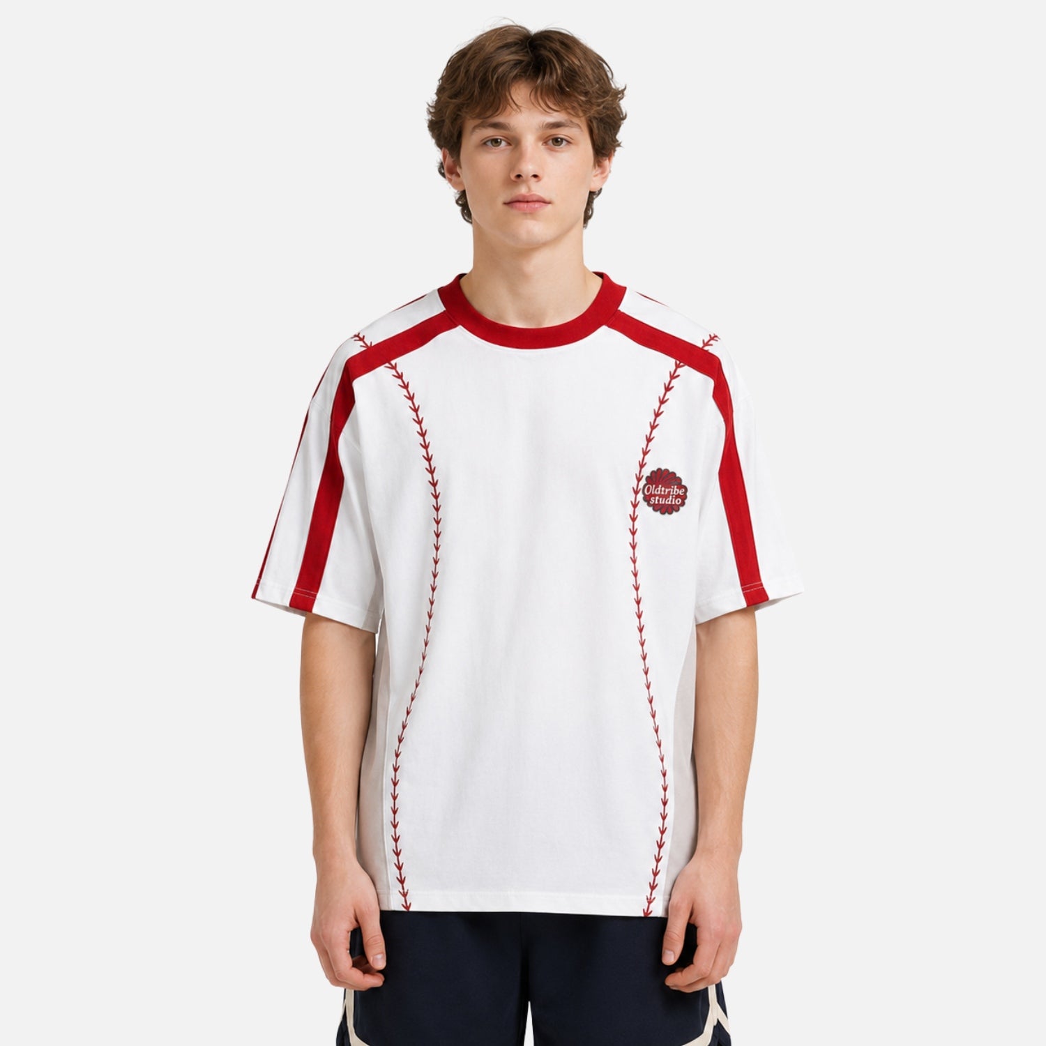 Colorblock-Baumwoll-T-Shirt "Baseball"