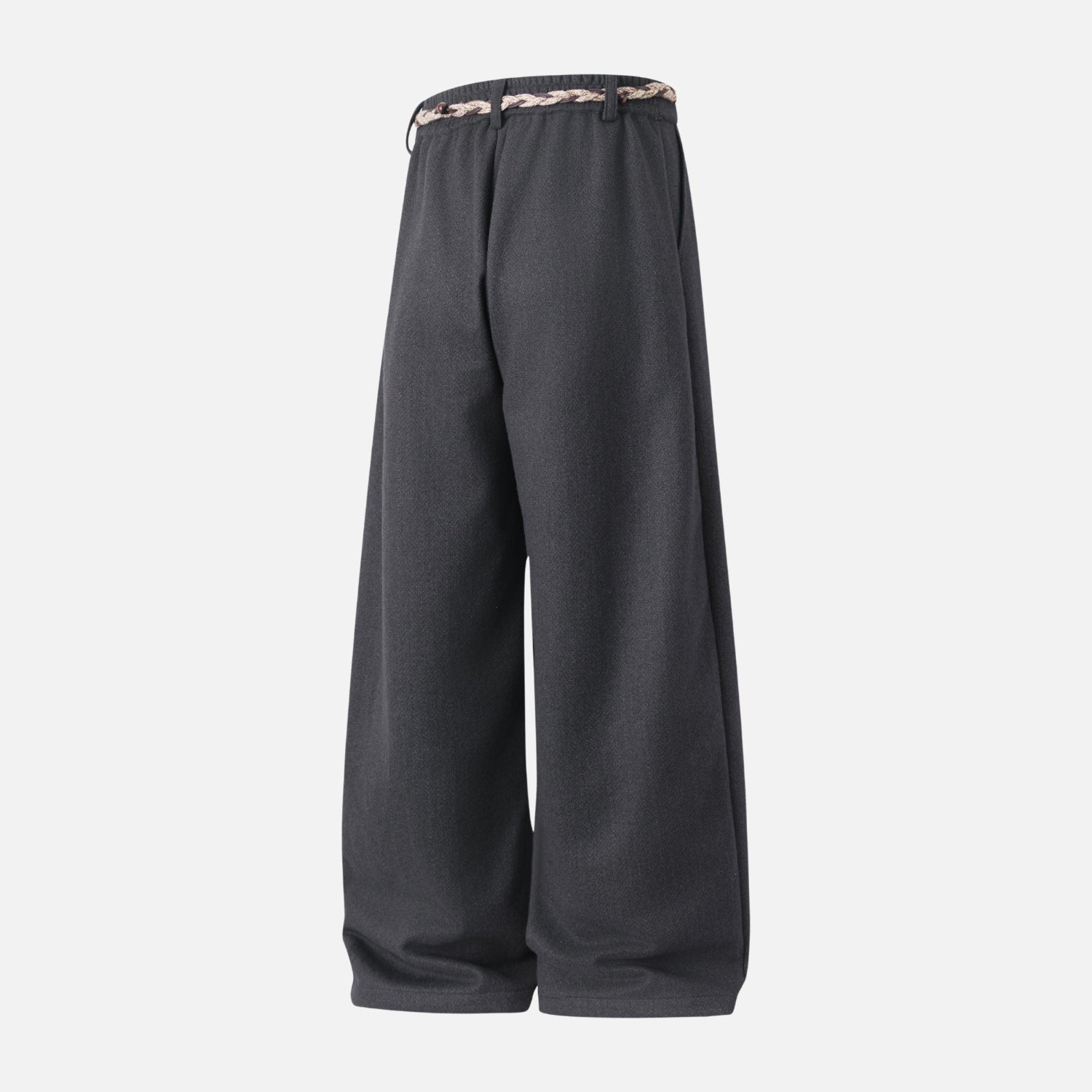 Faux Wool Textured Straight-Leg Pants