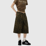 Loose Leopard Denim Shorts