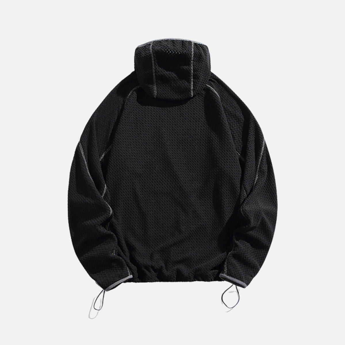 Wave-Textured Fleece Hooded Sweatshirt