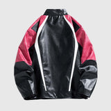 Retro Colorblock PU Moto Jacket