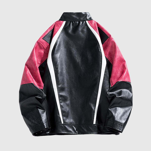 Chaqueta de motociclista de PU con bloques de color
