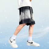 Ice Silk Contrast Denim Shorts