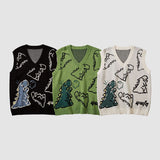 Dinosaur Printed Vest Sweater
