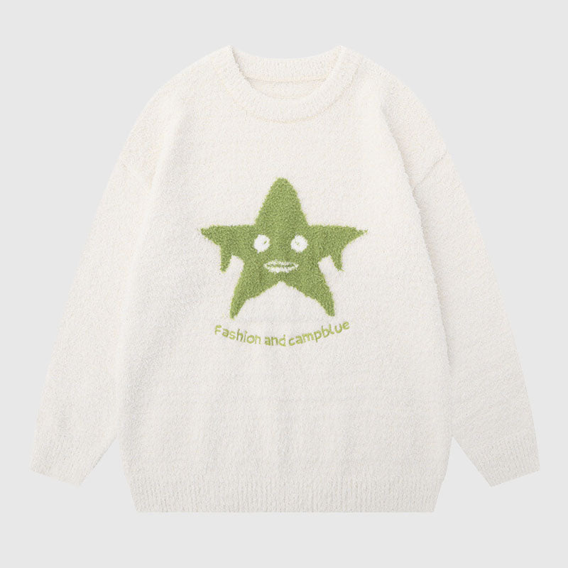 Funny Star Pattern Embroidered Pullover