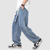 Washed Pleated Loose Jeans