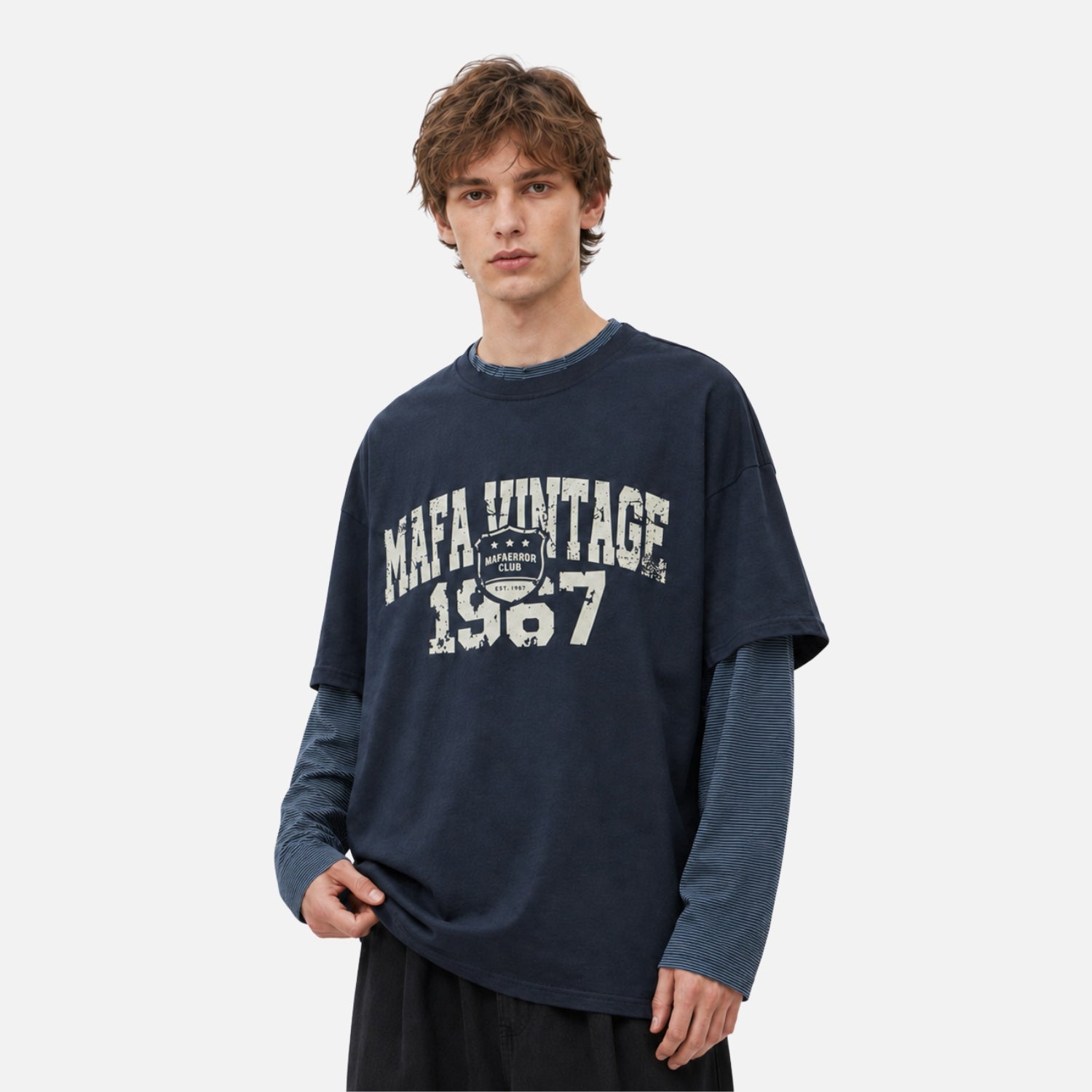 Sudadera de Algodón con Gráfico Efecto Doble Capa