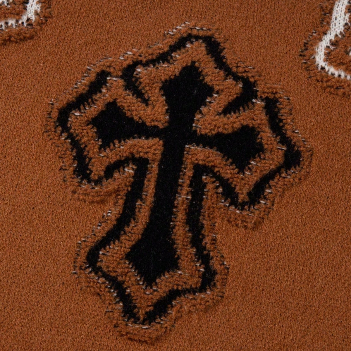 Distressed Cross Graphic Crewneck Sweater
