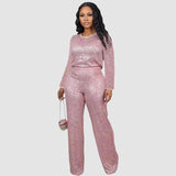 Solid Color Sequin Long Sleeve Set