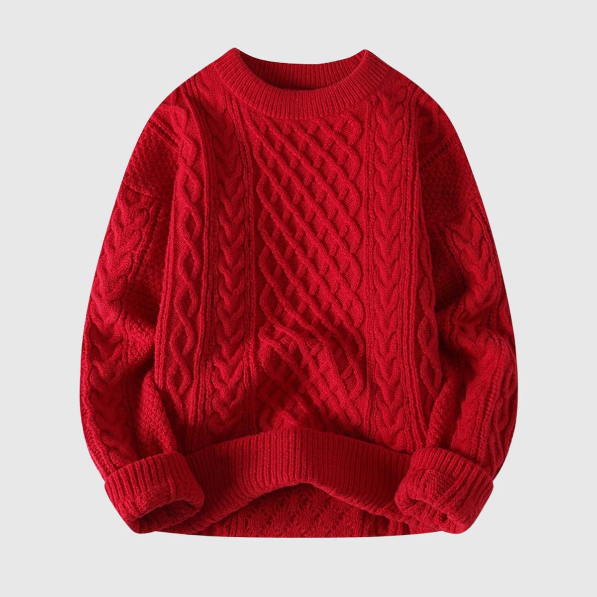 Colorblock Cable Knit Sweater