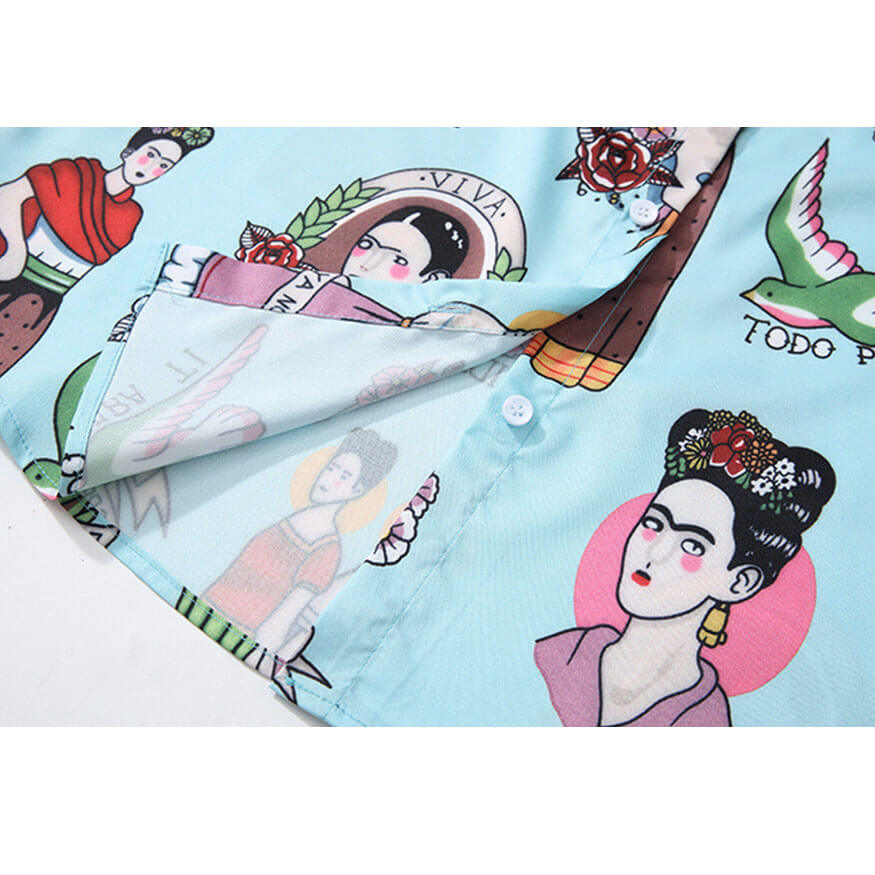 Retro-Cartoon-Charakter-Print-Hemd