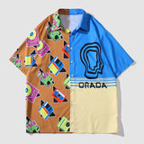 Camicia patchwork con motivo geometrico irregolare