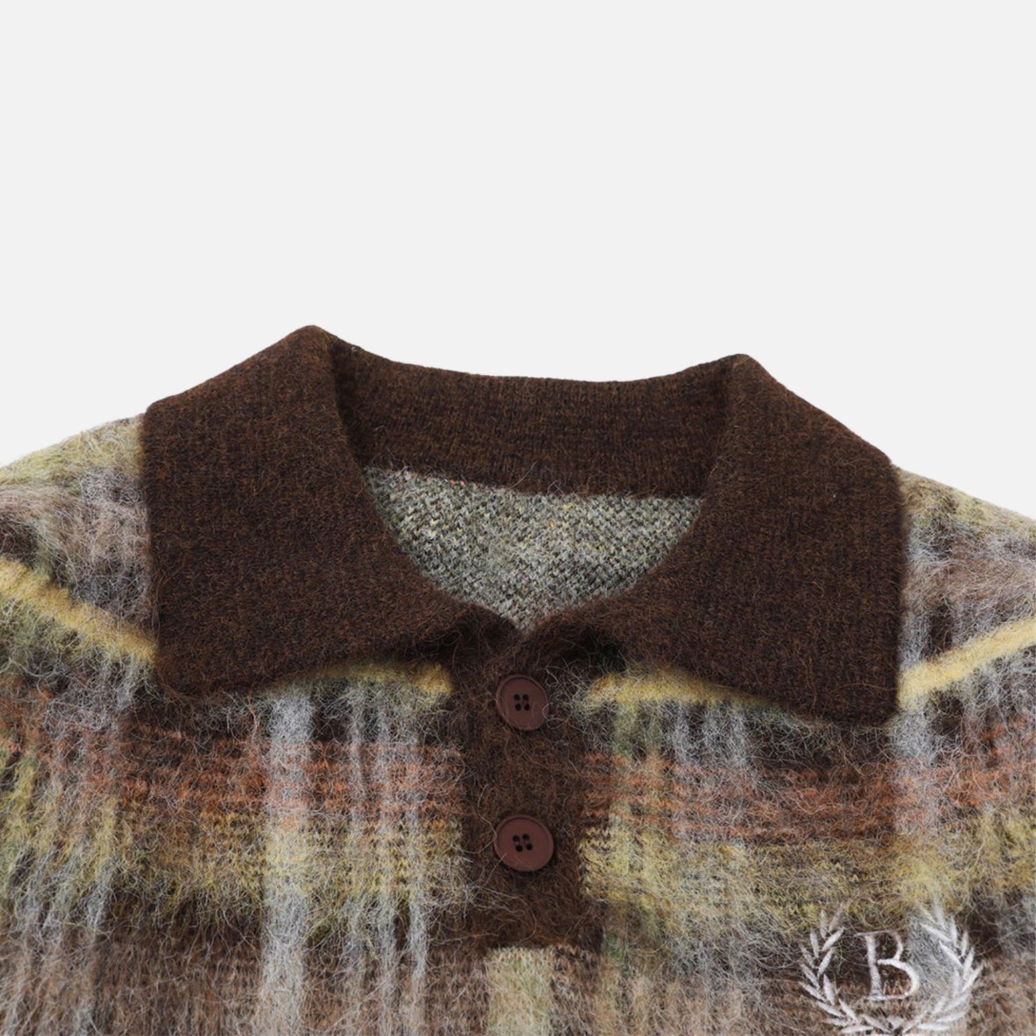 Vintage Plaid Brushed Knit Sweater