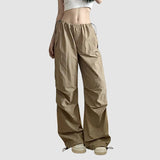 Pleated Loose-fit Parachute Pants