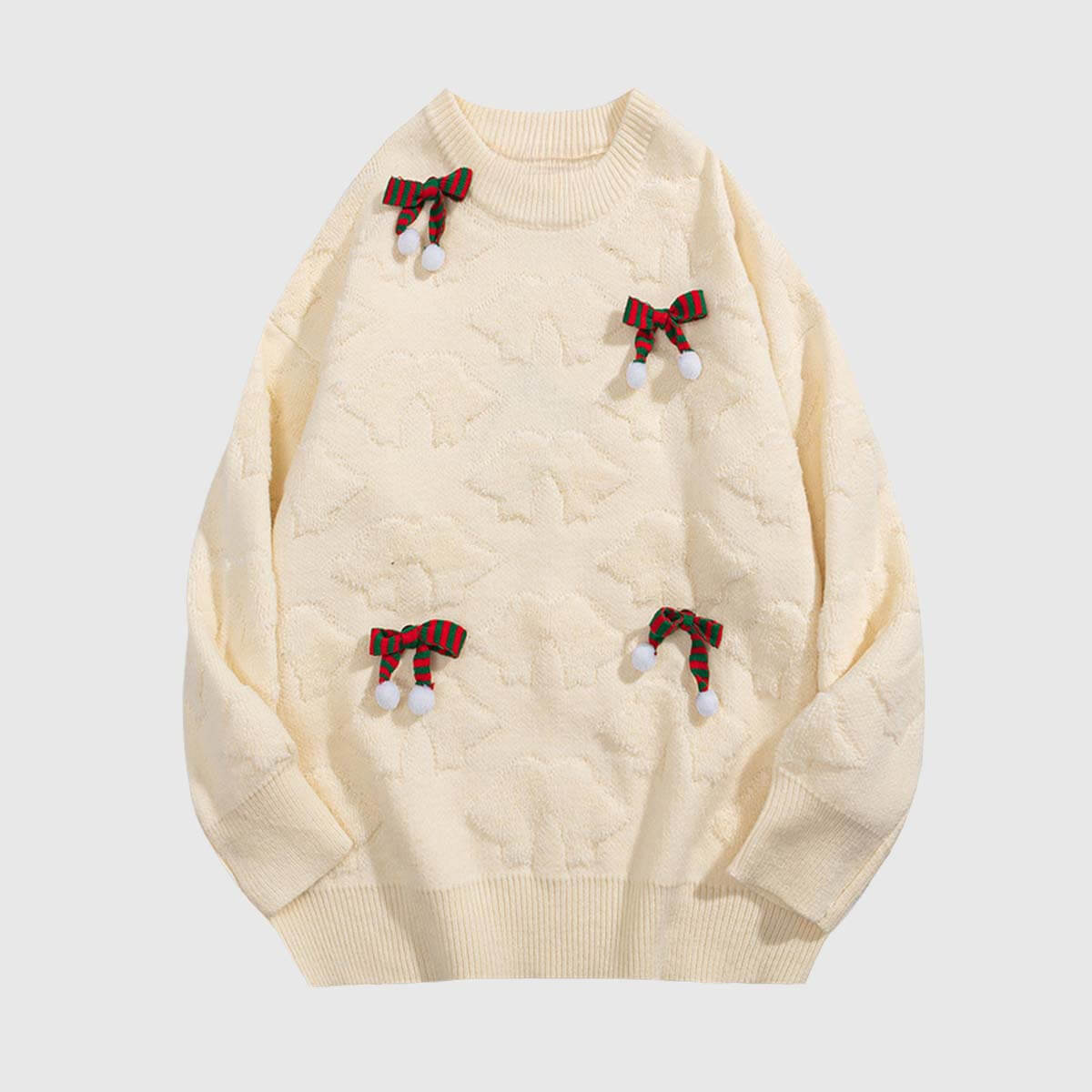 Suéter de punto con lazo navideño