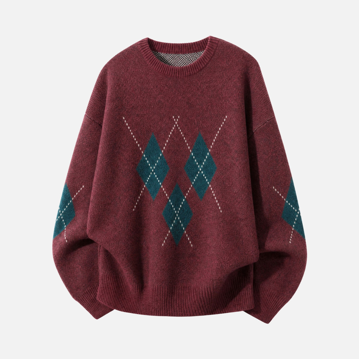 Vintage Diamond Colorblock Crewneck Sweater