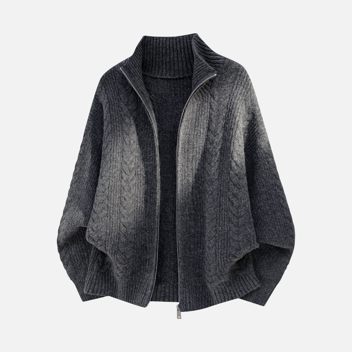 Vintage Cable Knit Zip-Up Sweater