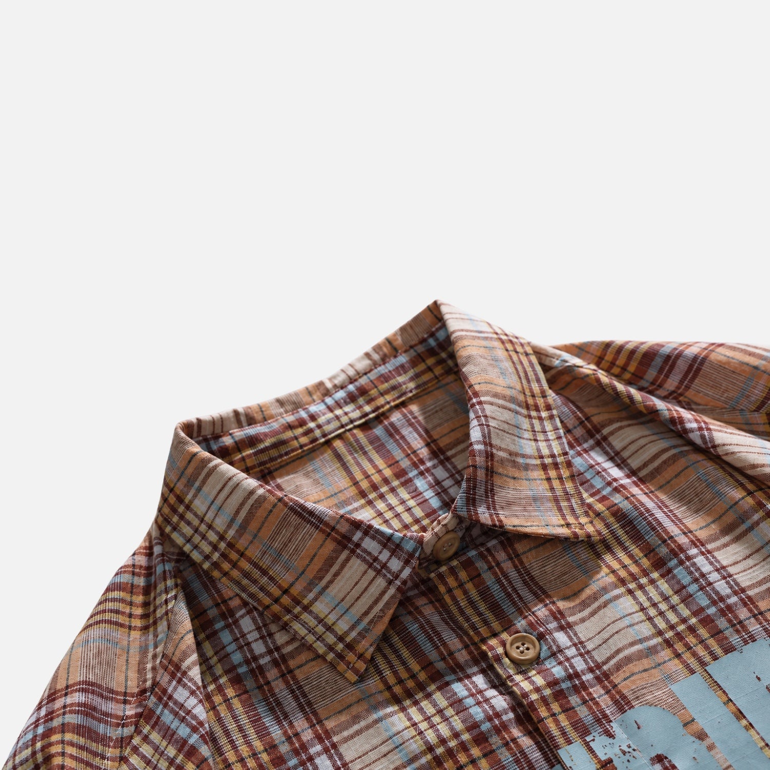 Vintage Plaid Print Cotton Shirt