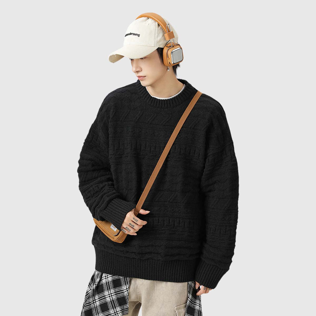 Japanese Retro Textured Knit Sweater