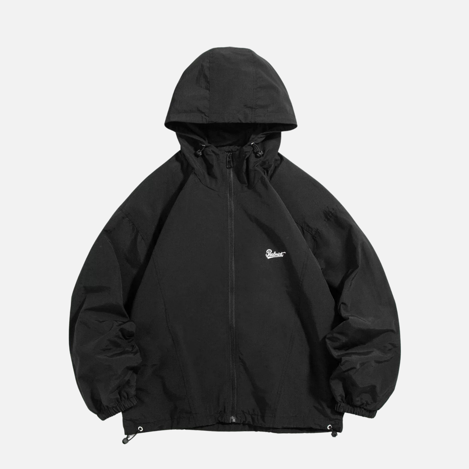 Solid Letter Print Hooded Windbreaker