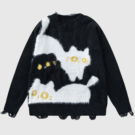 Cat Pattern Knit Sweater