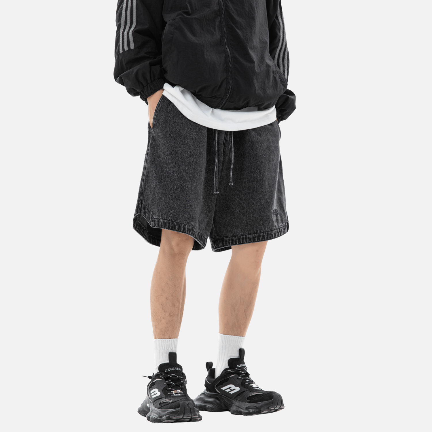 Slit Design Washed Jorts