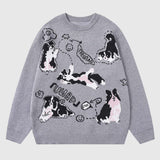 Dog Pattern Knit Sweater