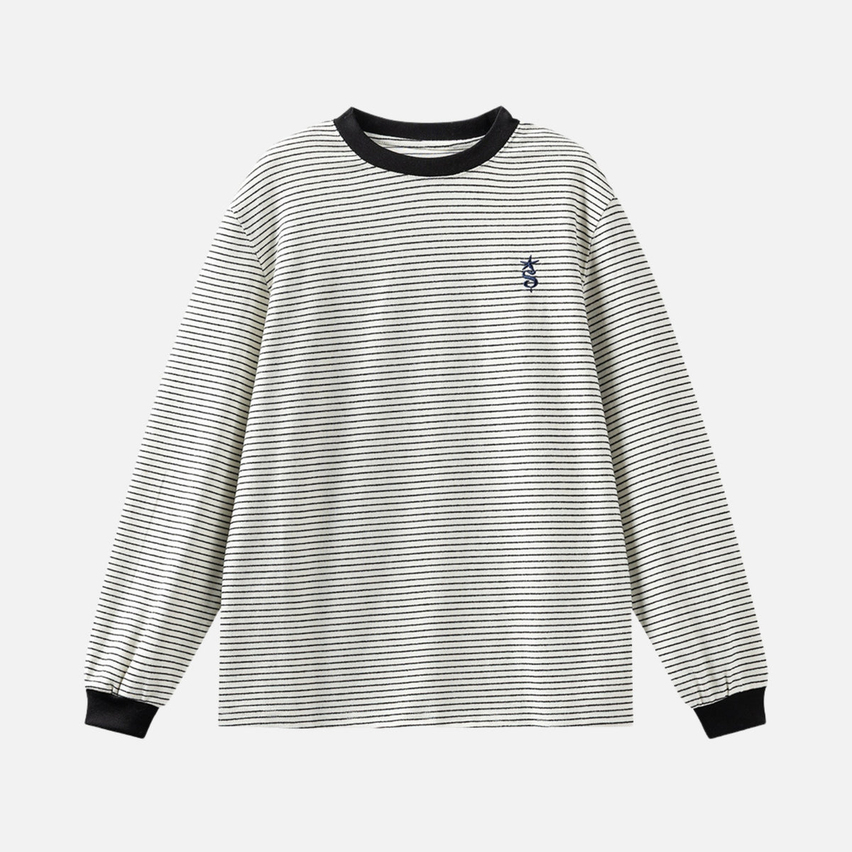 Striped Embroidered Crewneck Sweatshirt