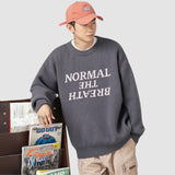 Solid Color Letter Jacquard Knit Sweater