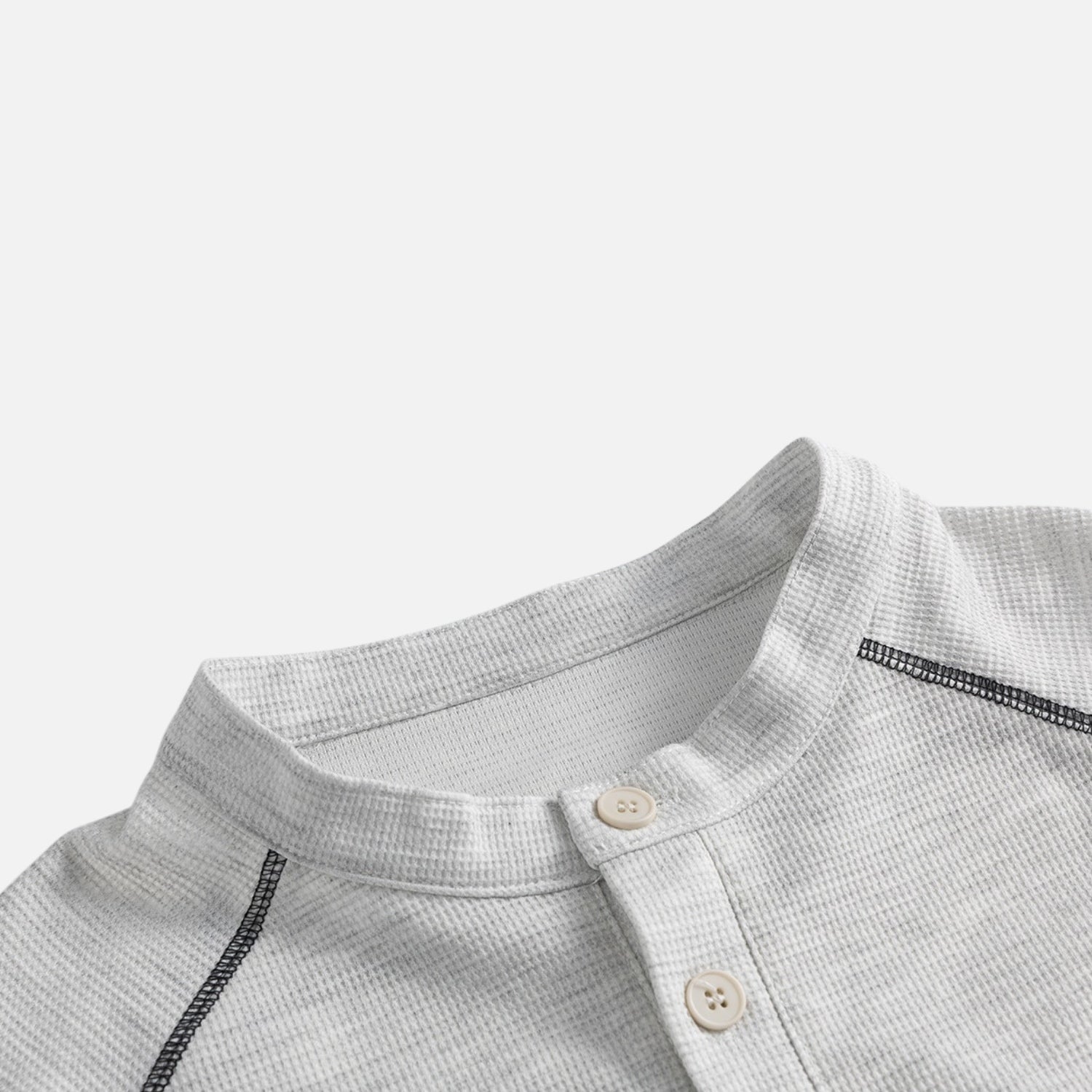 Contrast Stitch Henley Neckline Sweatshirt