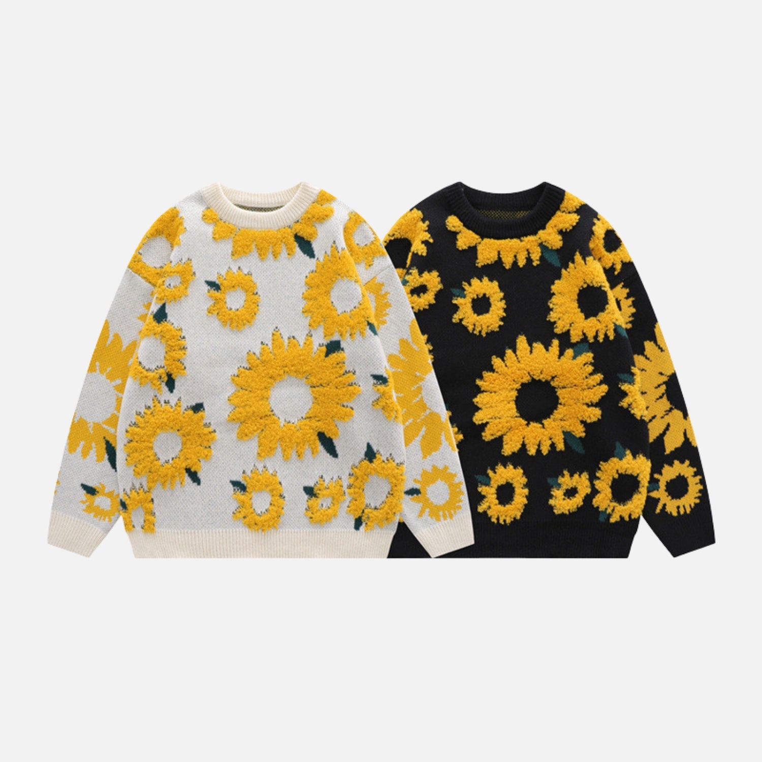 Sunflower Pattern Embroidery Sweater