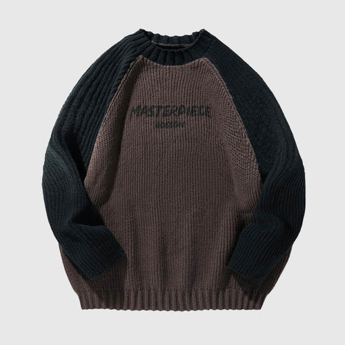 Lässiger Pullover mit Kontrastärmeln