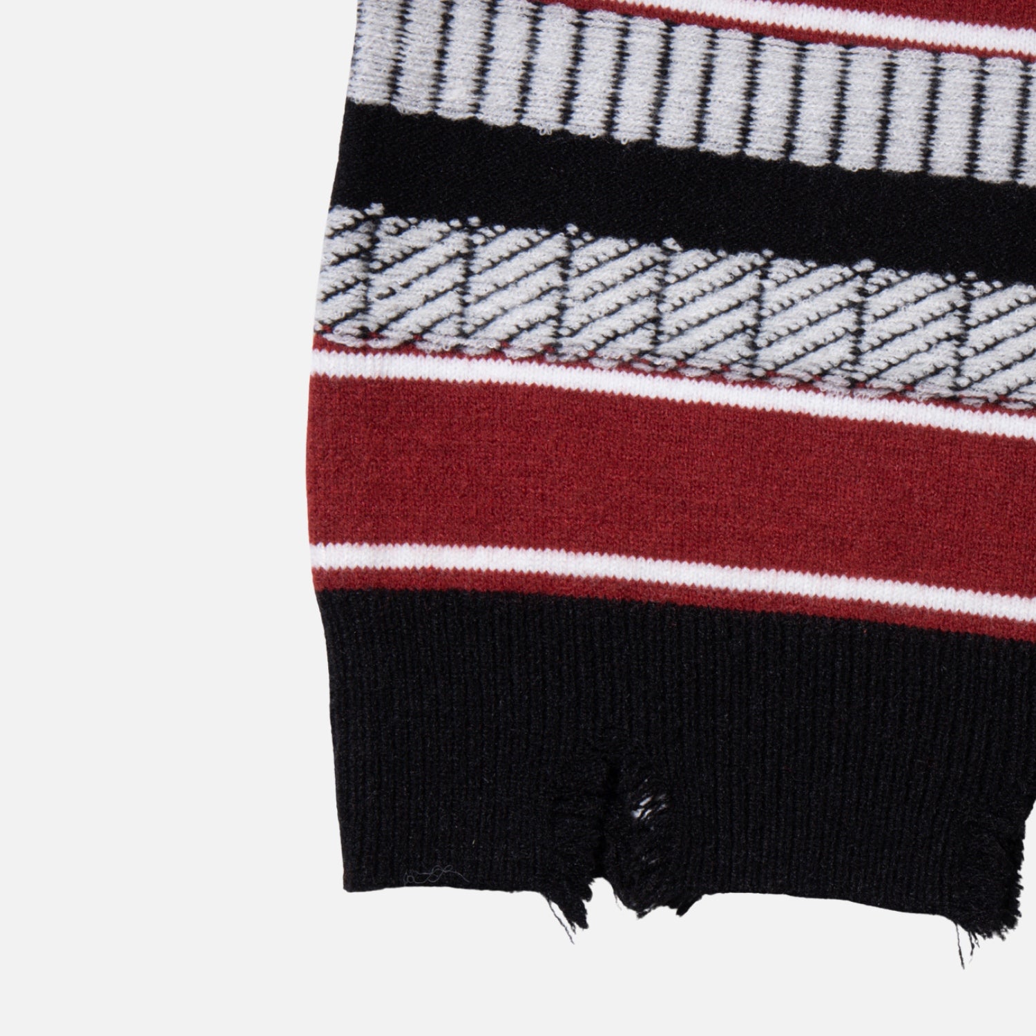 Frayed Hem Striped Sweater