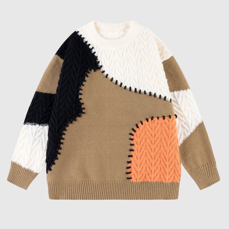Suéter acogedor con contraste de colores chic vintage