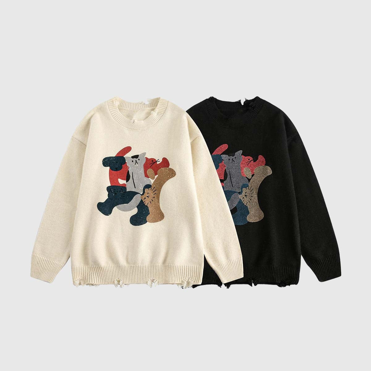 Cute Boxing Cats Sweater