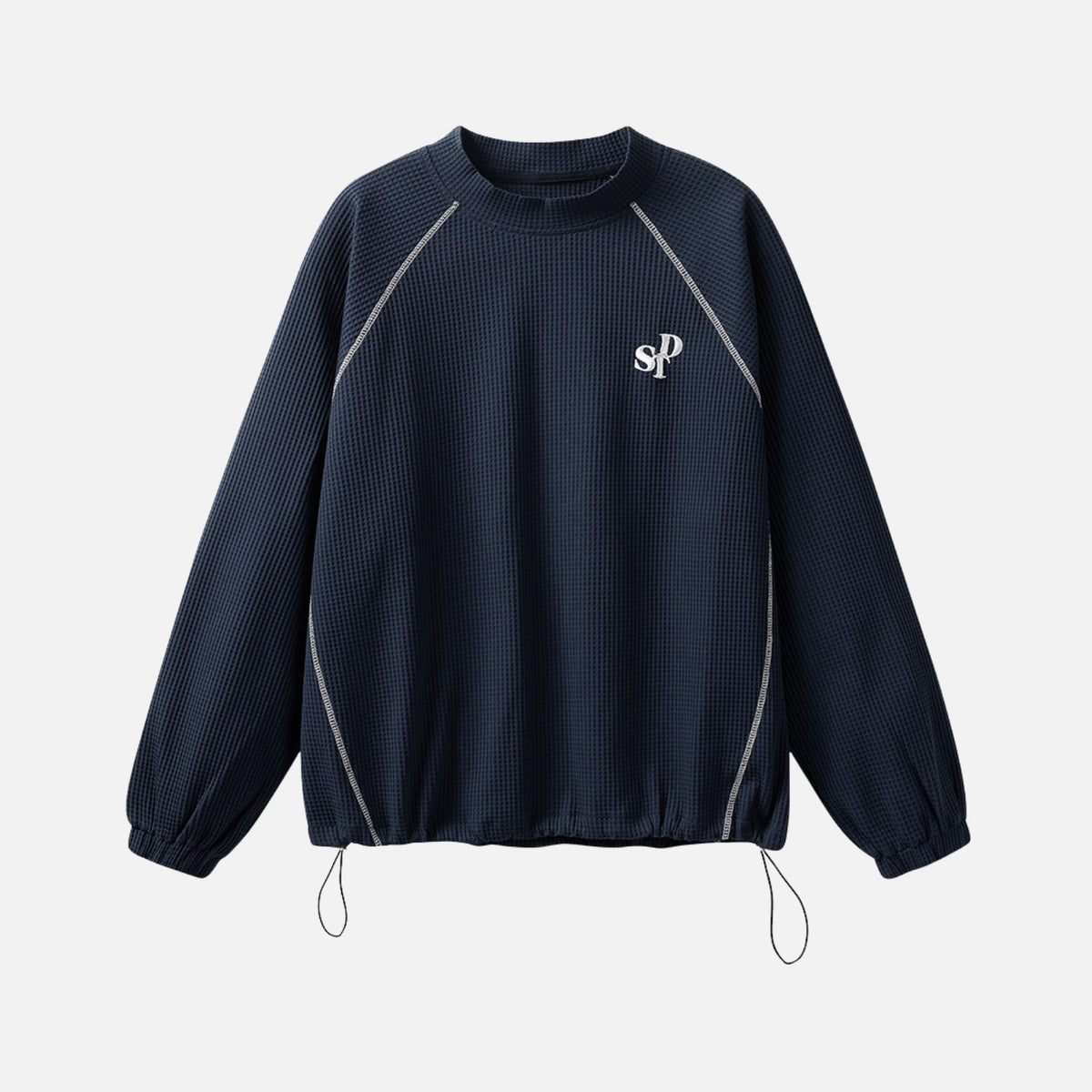 Embroidered Waffle Crewneck Sweatshirt