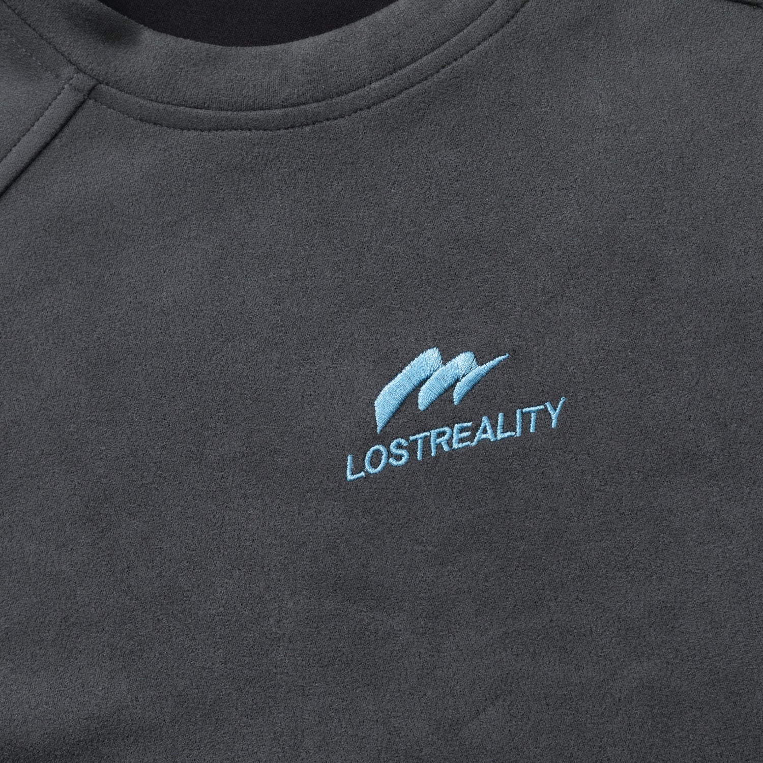 Strukturiertes, farblich abgesetztes, besticktes T-Shirt