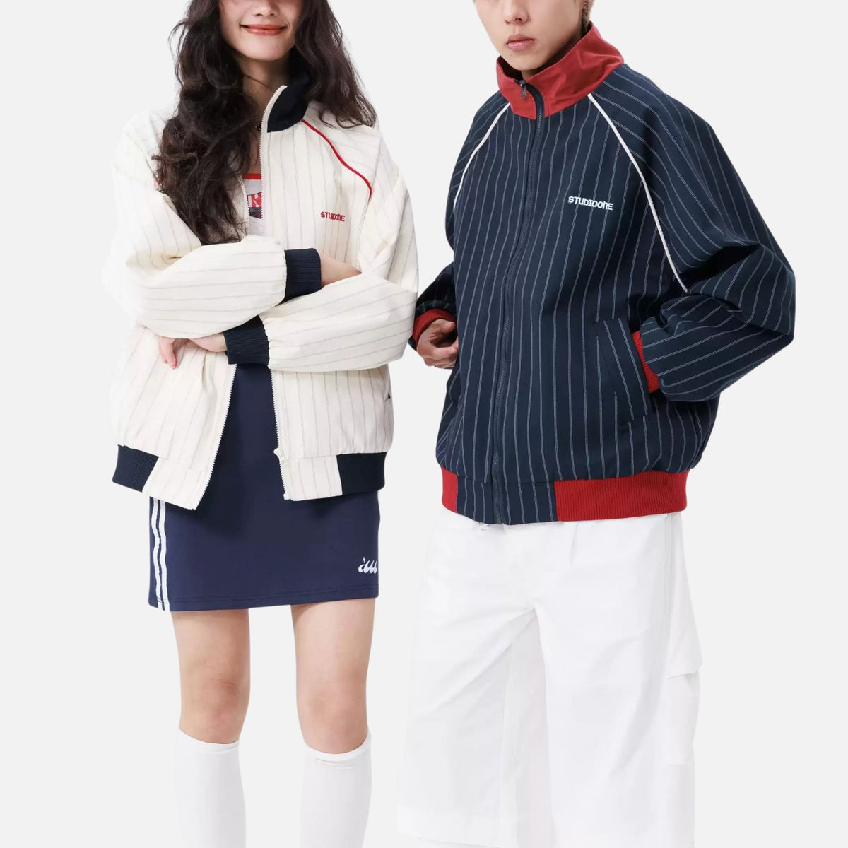 Vintage Striped Colorblock Utility Jacket