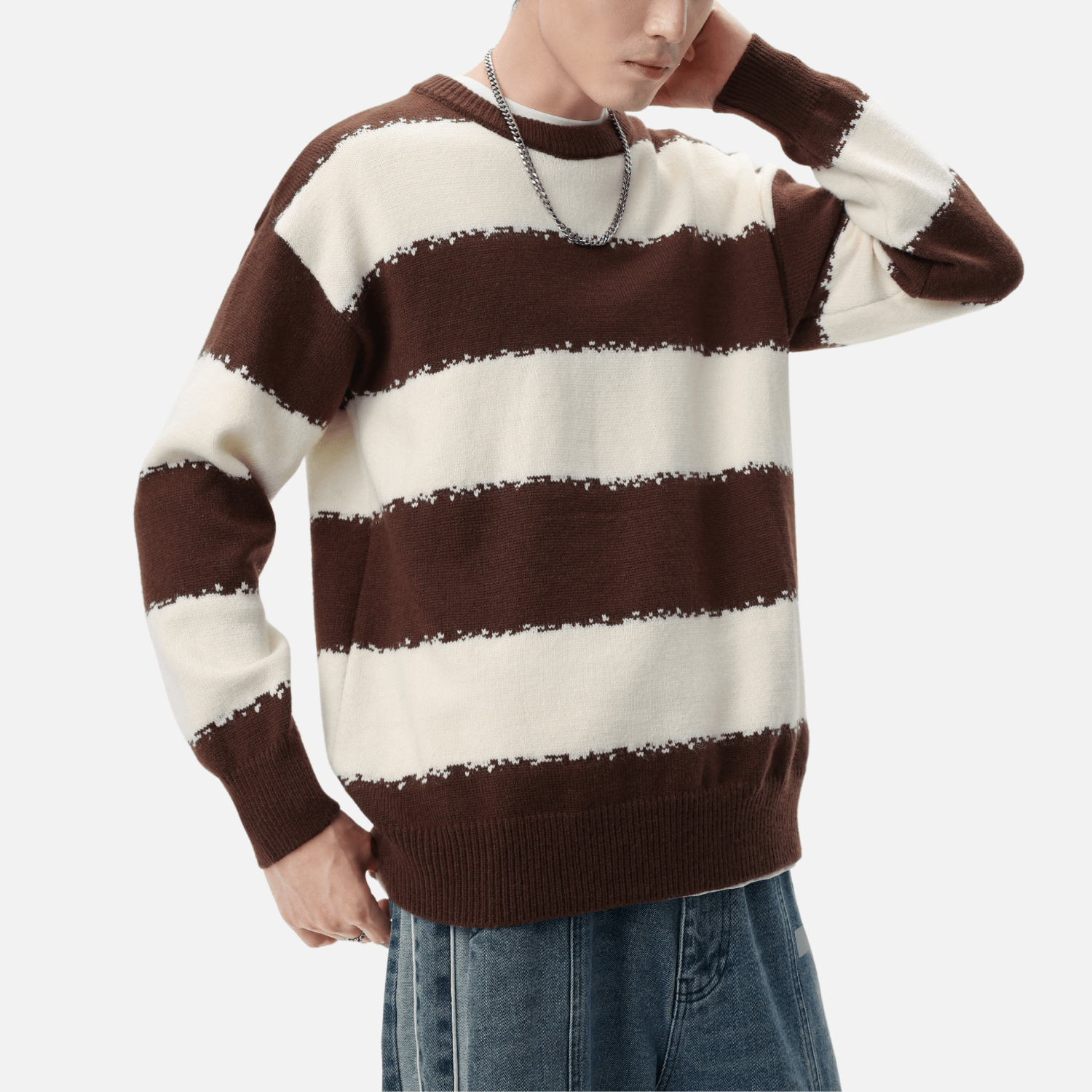 Gestreifter Colorblock-Pullover