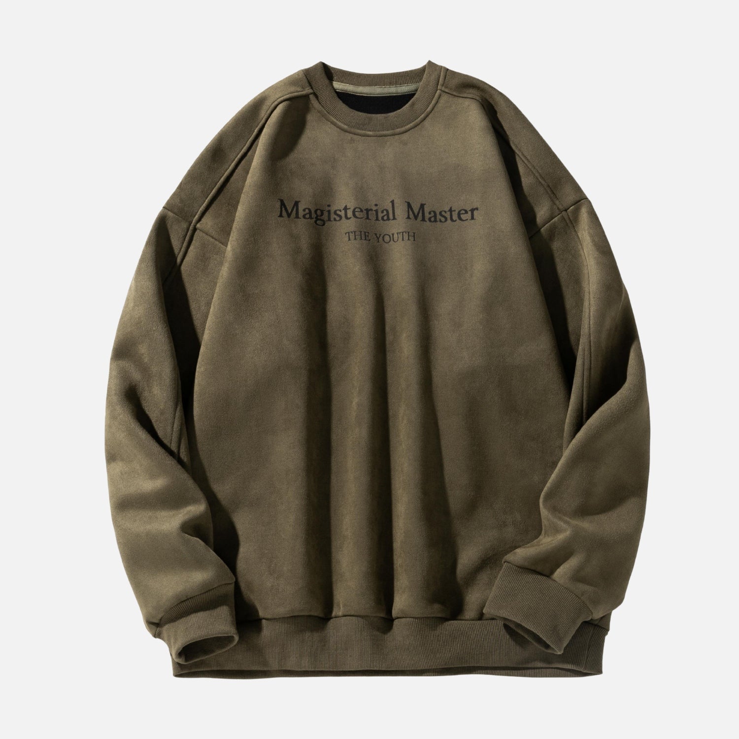 Vintage Suede-Look Crewneck Sweatshirt